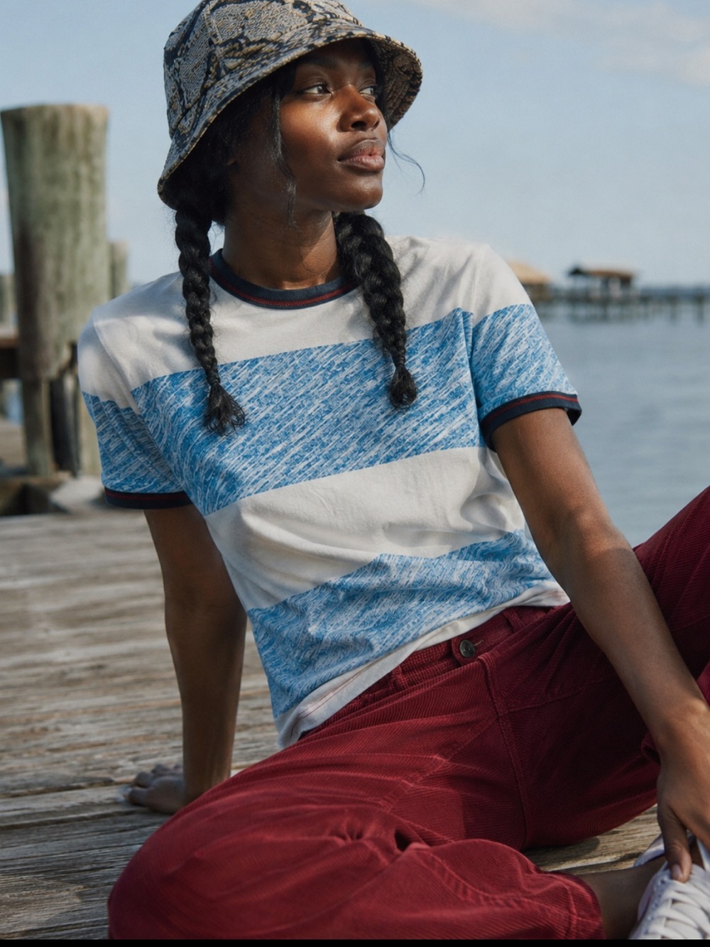 CPO Provisions Blue & White Striped Crew Tee